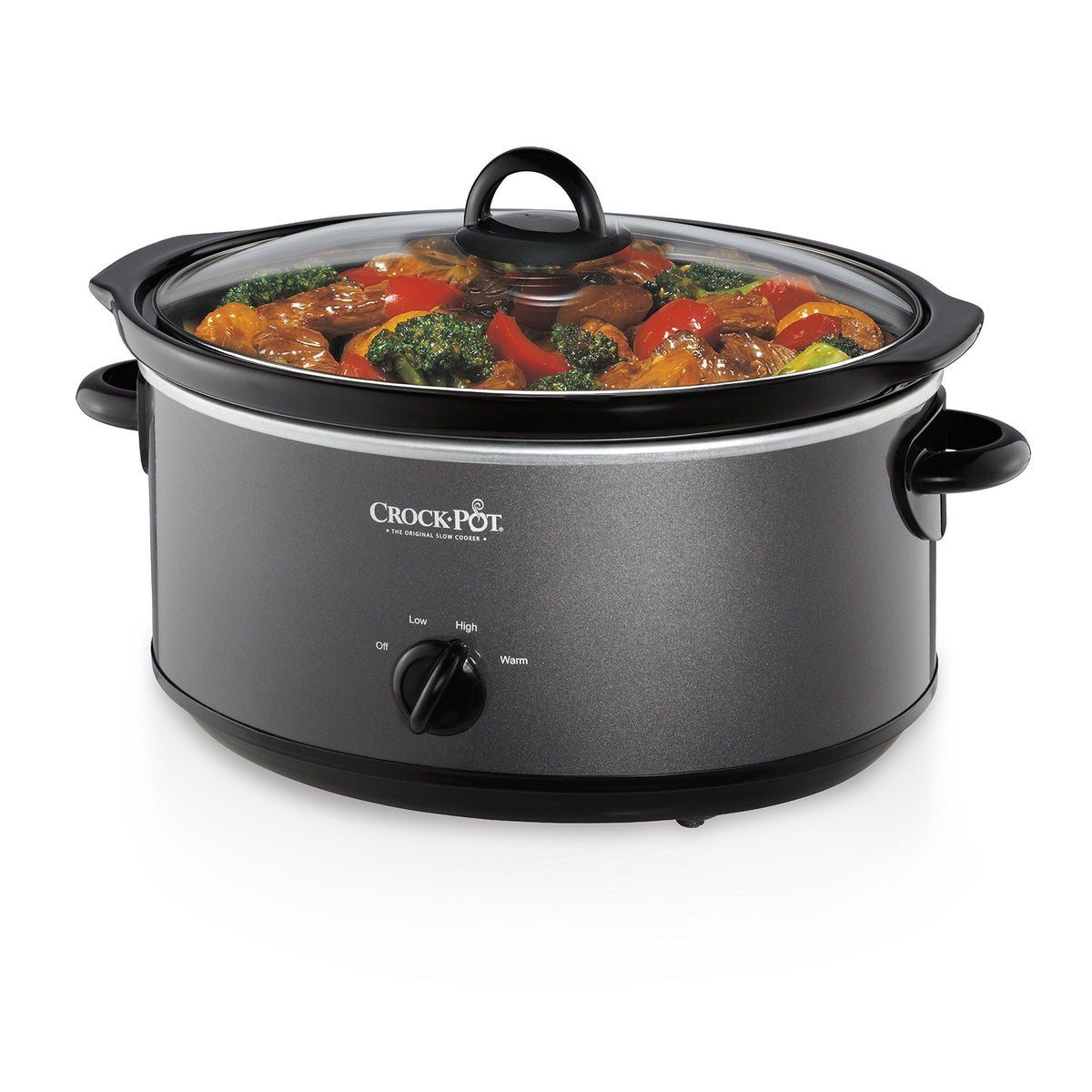 Crock-Pot 7-Quart slow cooker with a 6-lb roast, perfect for hearty dinners.