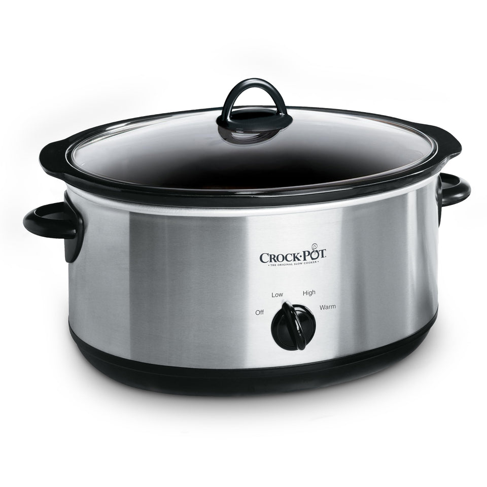 Crock-Pot 7-Quart slow cooker front view shows generous capacity for family meals