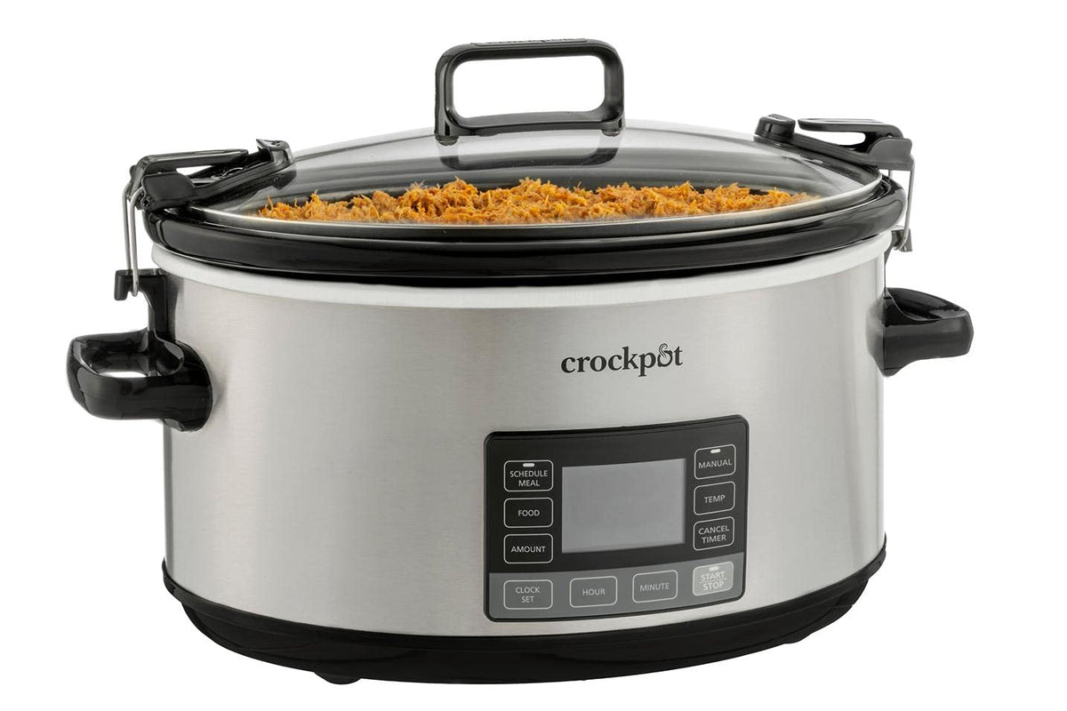 Crock-Pot 7-quart slow cooker with locking lid for secure transport of meals.