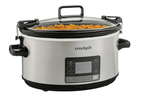 Crock-Pot 7-quart slow cooker with locking lid for secure transport of meals.