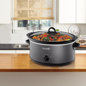 Crock-Pot 7-Quart slow cooker with removable stoneware for easy cleanup and serving.