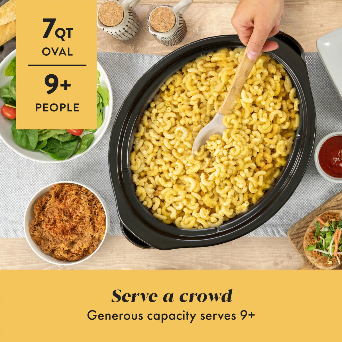 Crock-Pot 7-Quart slow cooker stainless steel exterior adds a sleek, durable kitchen look