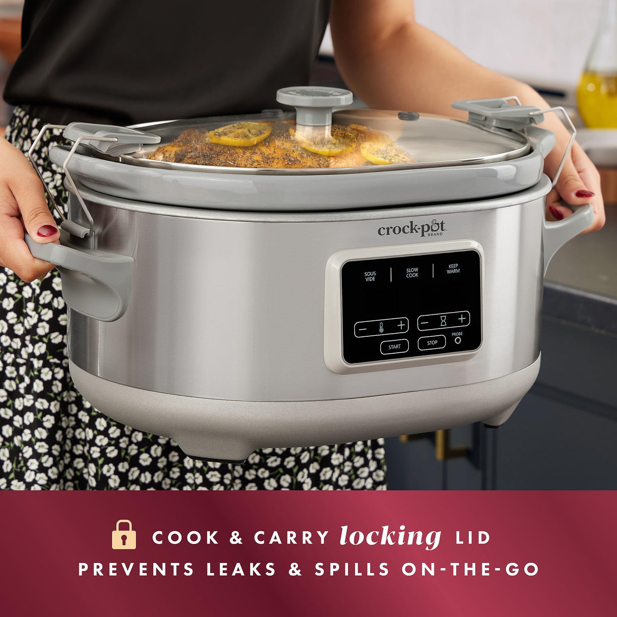 Crock-Pot 7-quart stoneware provides space for family meals.
