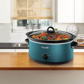 Crock-Pot 7-Quart turquoise lid, dishwasher-safe for quick cleanup