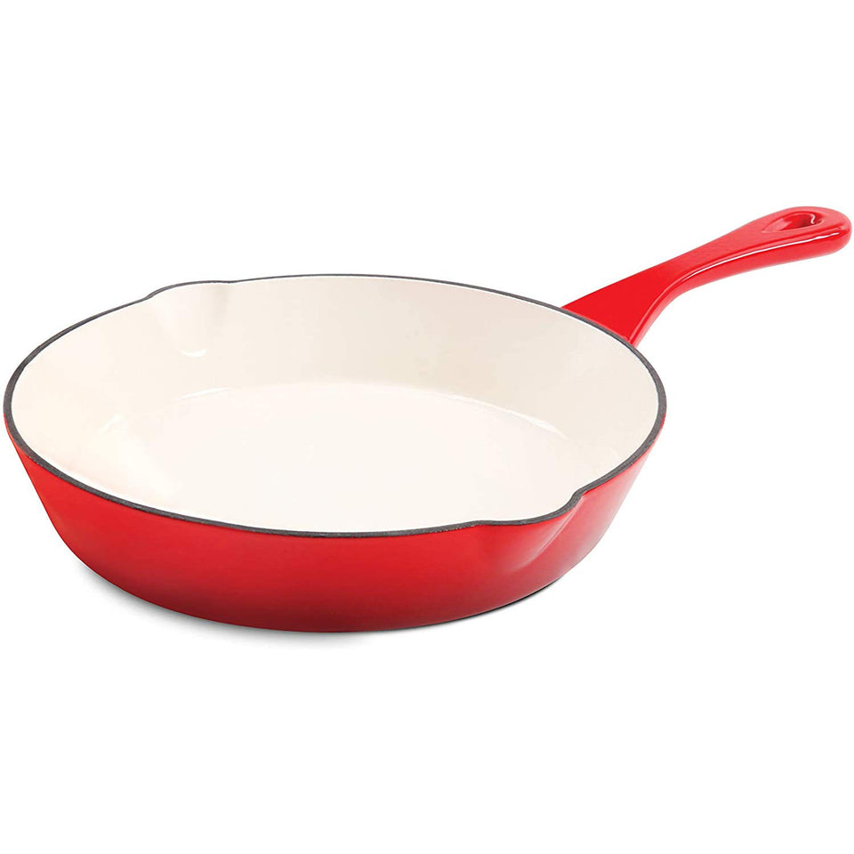 Crock-Pot Artisan 8-inch scarlet red skillet, top view, even heat for searing