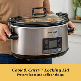 Crock-Pot 'Cook and Carry' handles simplify lifting and carrying.