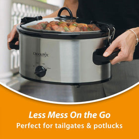 Crock-Pot Cook N Carry 6-quart oval side handles for easy carrying.