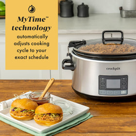 Crock-Pot programmable timer with digital countdown screen for precise meal scheduling.