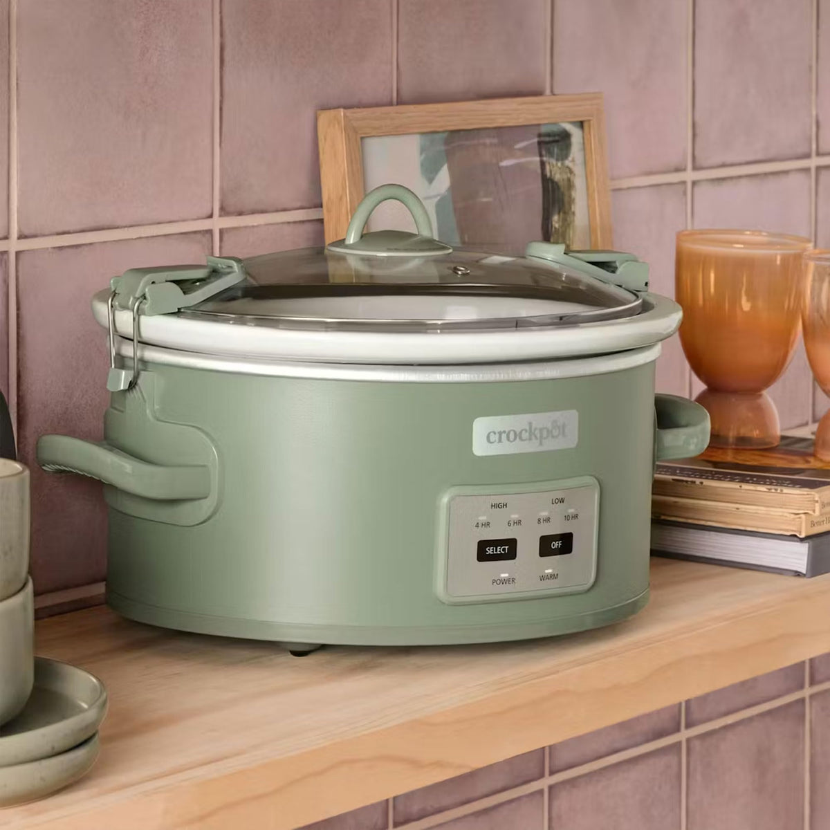 Crock-Pot dishwasher-safe lid and stoneware simplify cleanup after meals.
