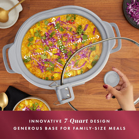 Crock-Pot dishwasher safe stoneware and glass lid simplify cleanup.