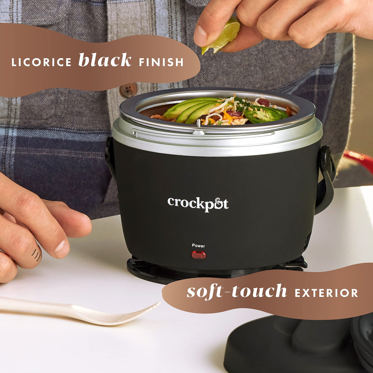 Crock-Pot electric lunch box dishwasher-safe container for simple cleanup.