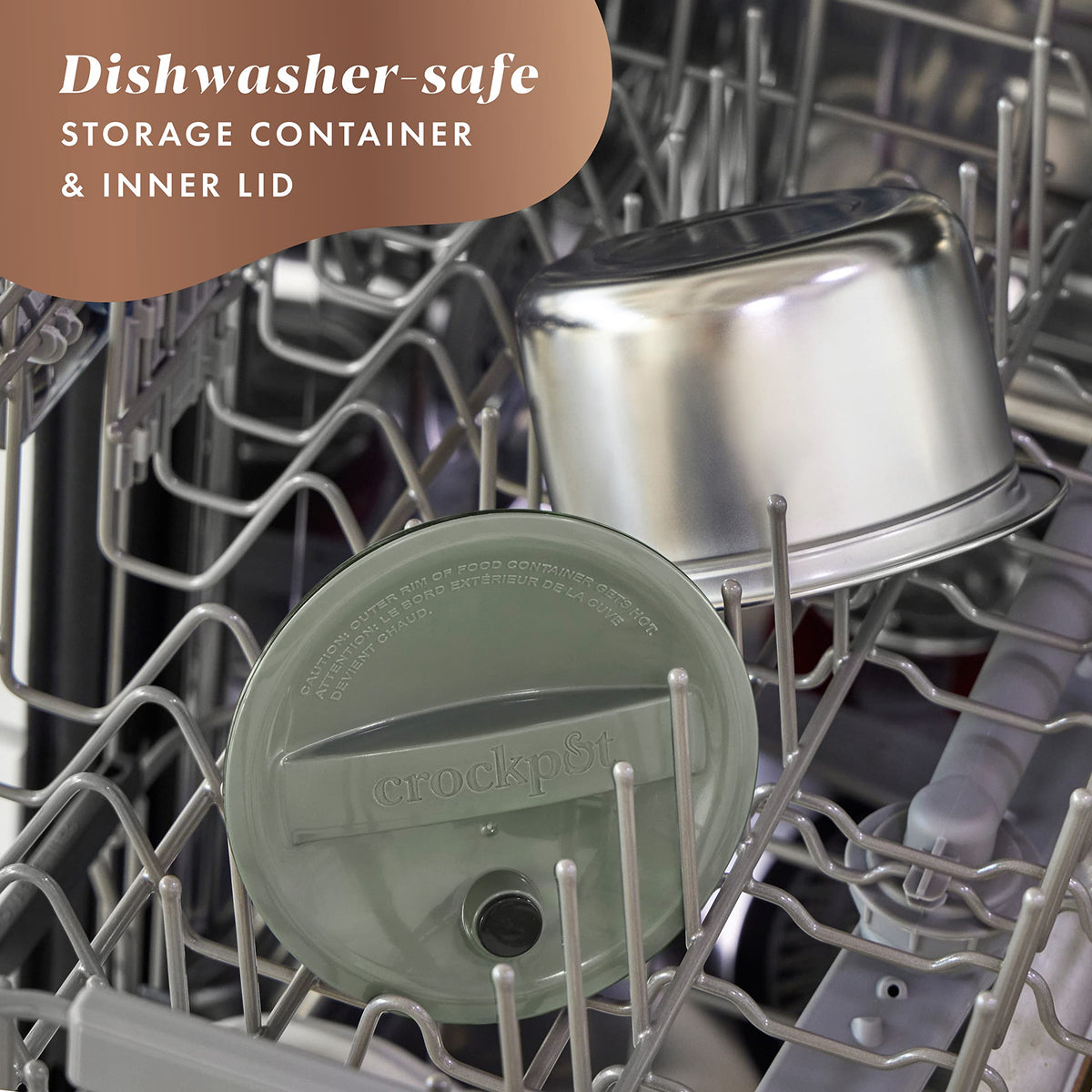 Crock-Pot dishwasher-safe lid and container enable quick, hygienic cleanup