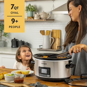 Crock-Pot stainless steel exterior adds durable, stylish kitchen presence.