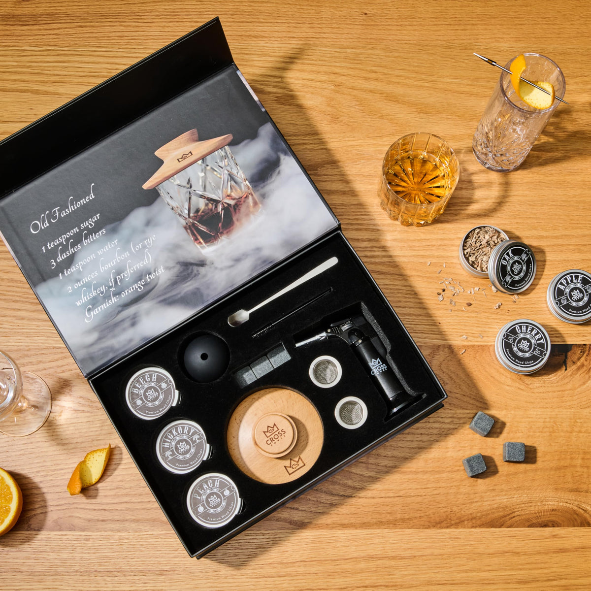 Cross Power whiskey smoker kit apple wood chips enhance cocktails