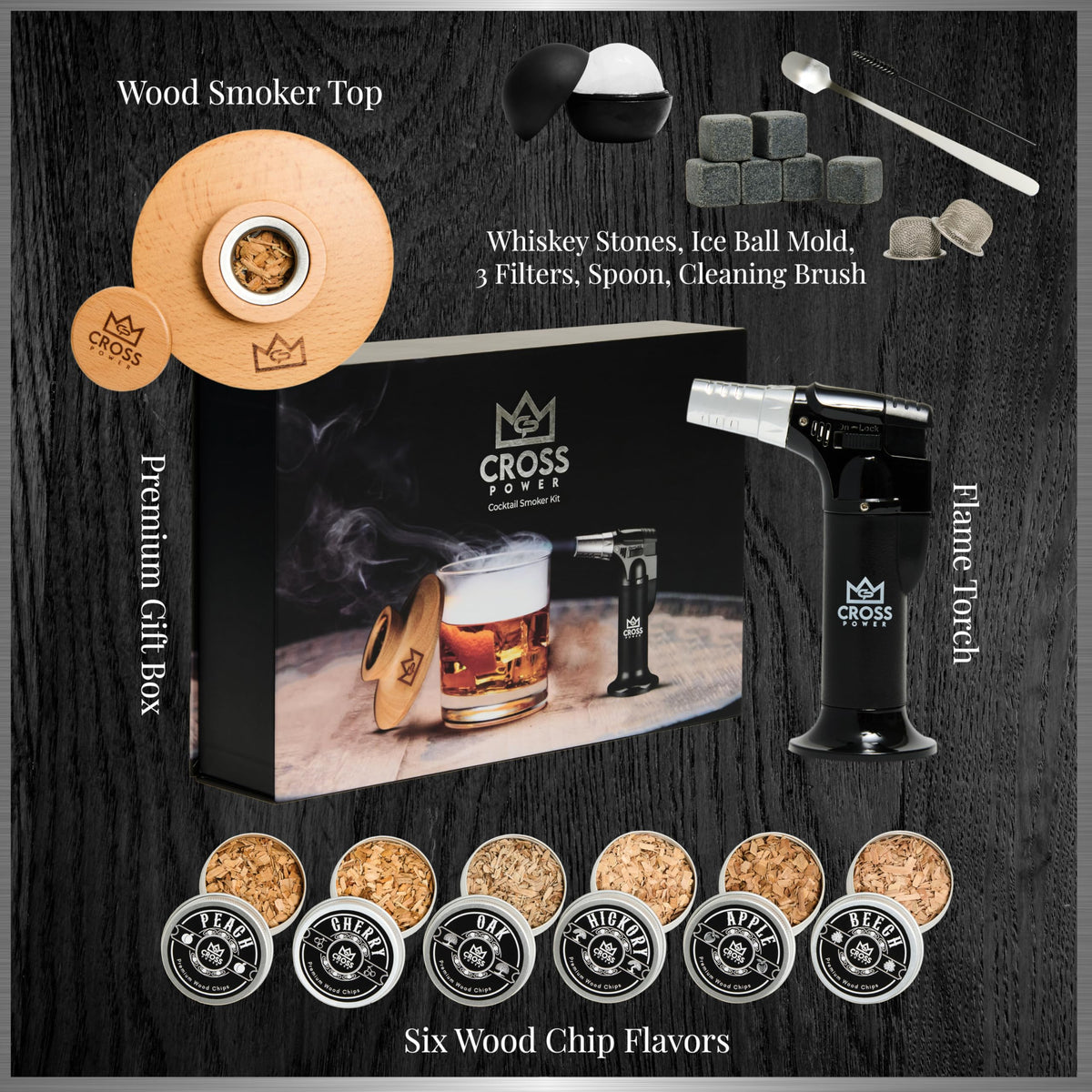 Cross Power walnut wood chips pair with meats and cheeses