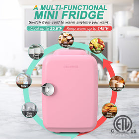 CROWNFUL skin-care fridge storing cosmetics neatly and accessibly.