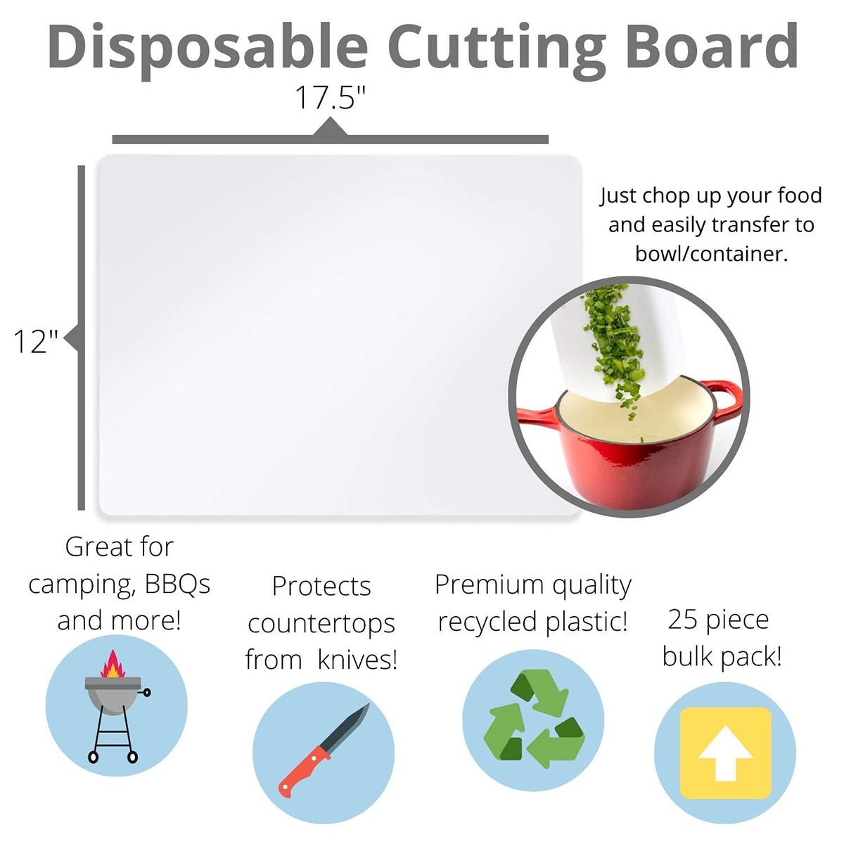 Crown Display disposable cutting board for commercial use and bulk prep
