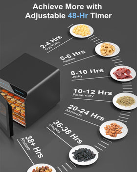 CROWNFUL dehydrator trays and 360° air flow for uniform drying