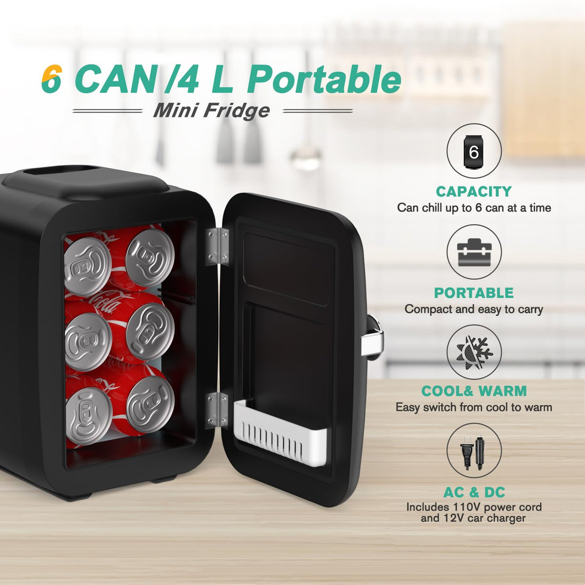 Crownful mini fridge cooling and warming with thermostat control.