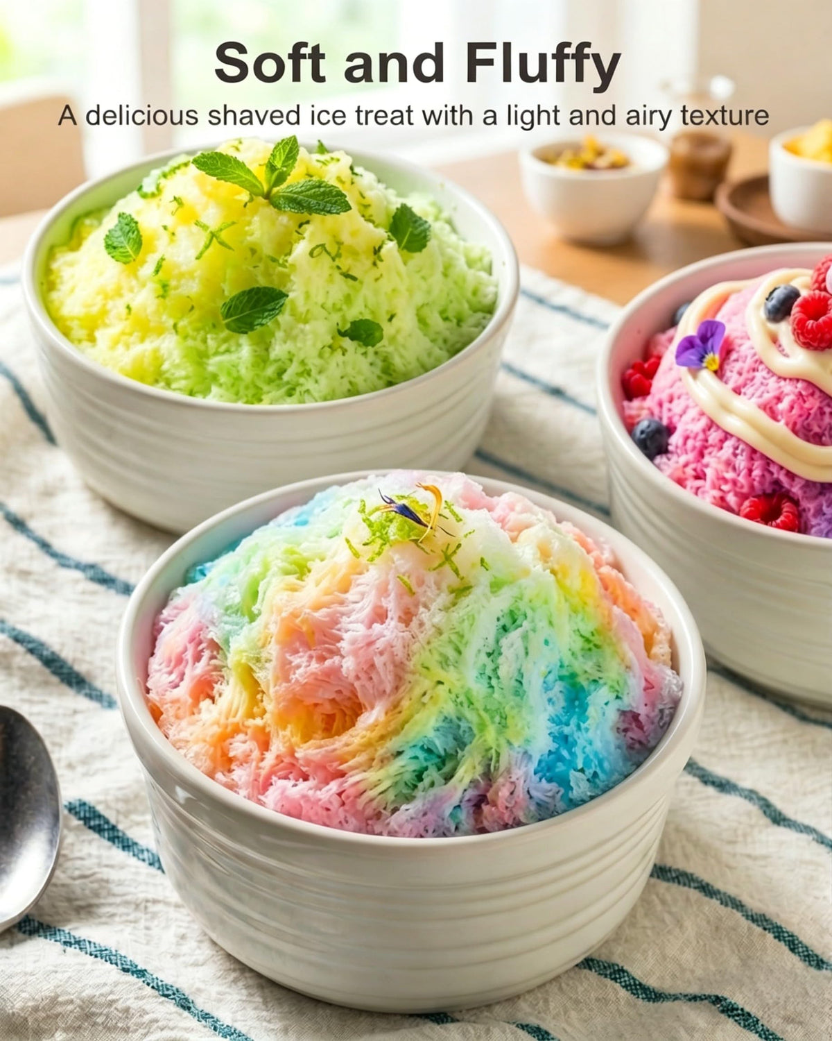 CROWNFUL shaved ice machine side view highlights compact design for small kitchens.