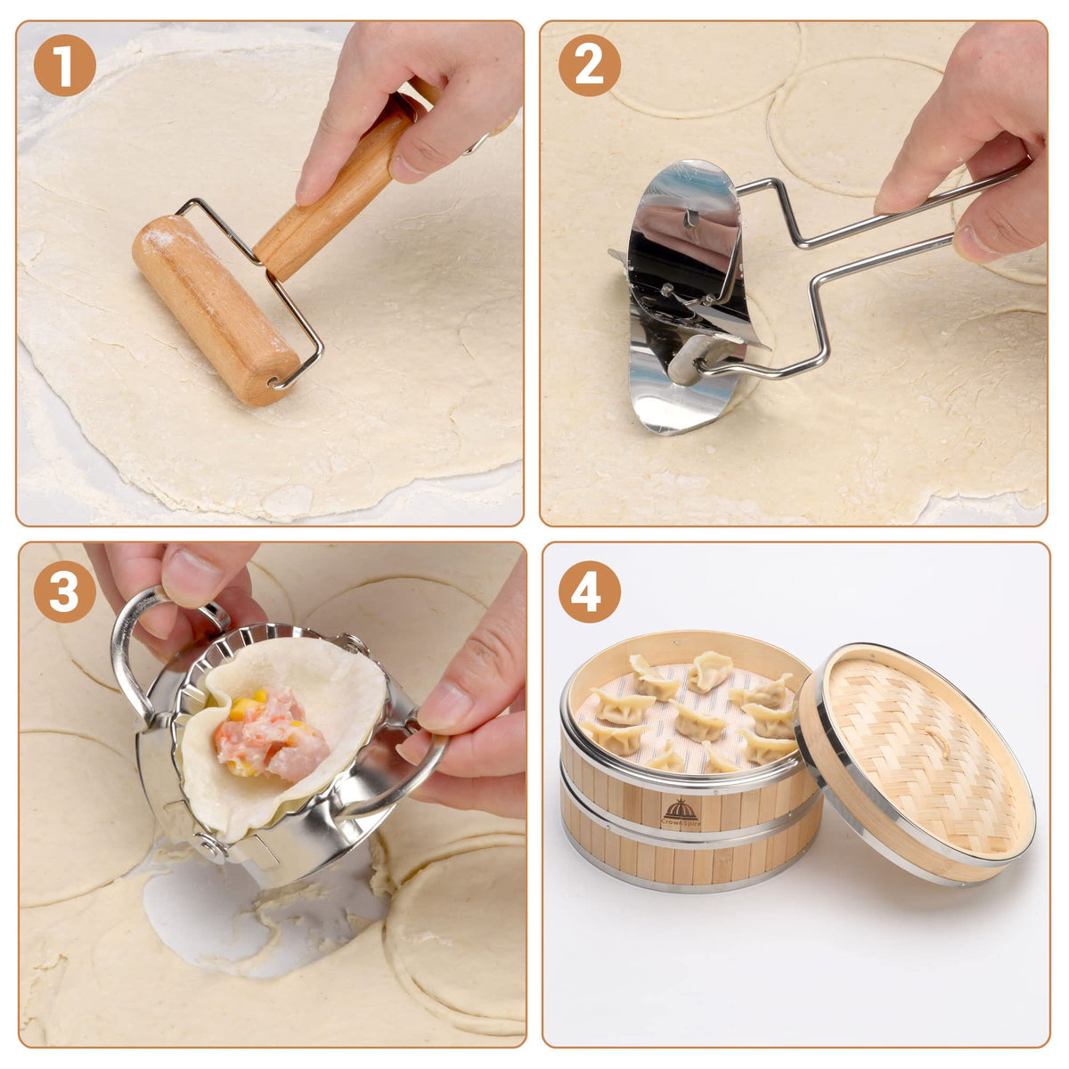 CrownSpire dumpling mold kit helps shape perfect pockets at home
