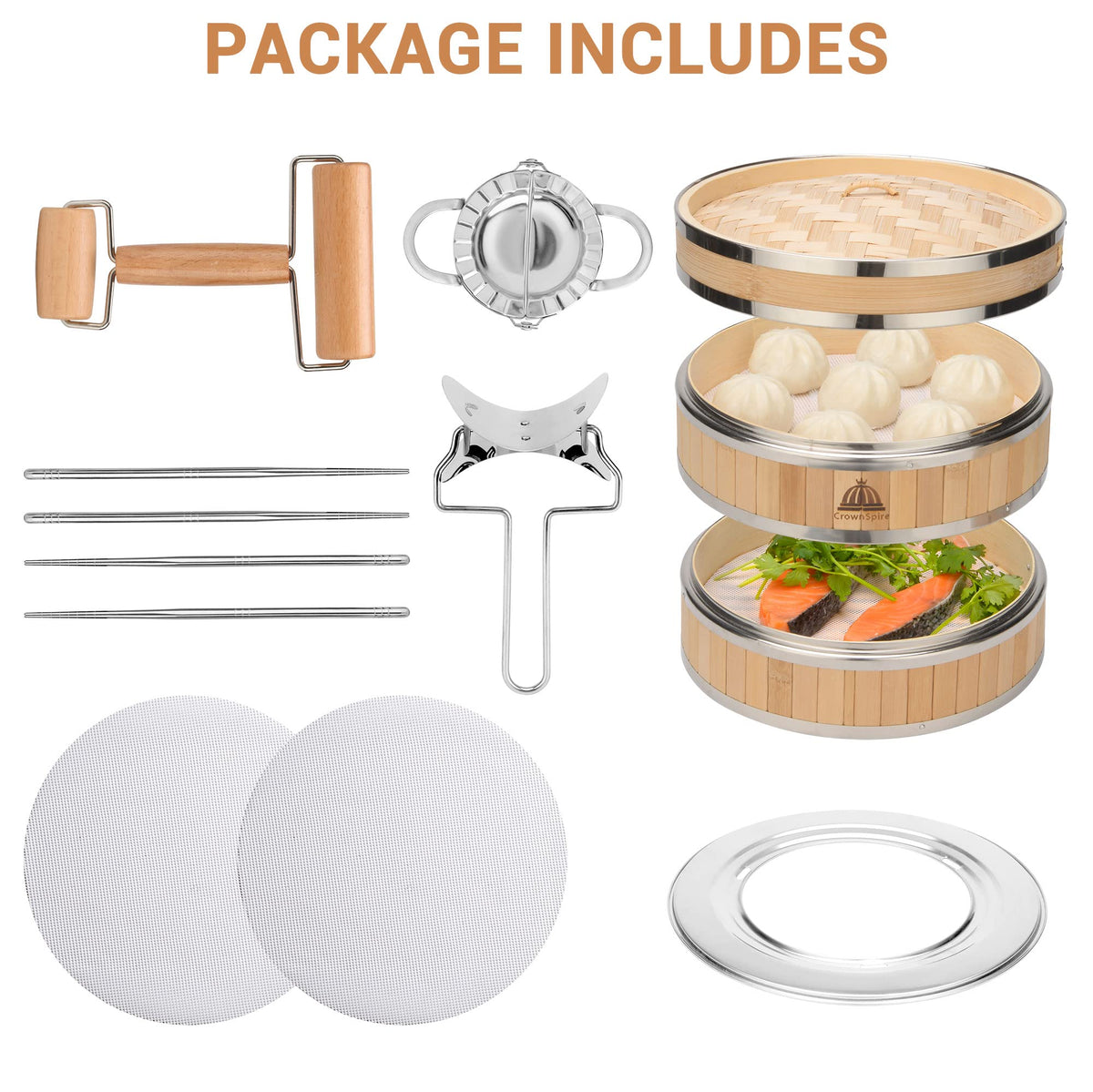 CrownSpire dumpling skin cutter enables precise edges for bao buns