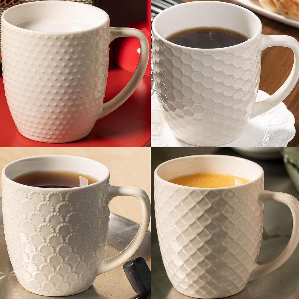 CROWNWOW embossed forest pattern mug for rustic morning coffee moments with durable ceramic