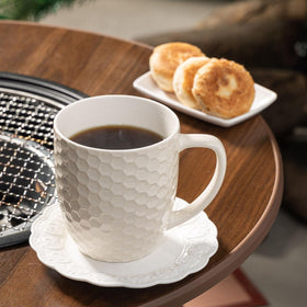 CROWNWOW embossed harbor pattern mug ideal for cozy desk coffee breaks