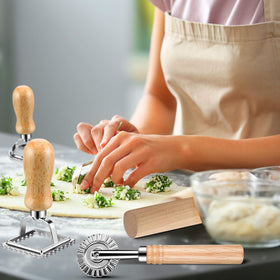 Crssbrohip ravioli mold set wheel cutter for decorative edges.
