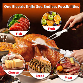 Crudetea electric knife bread blade in action for clean crust cuts