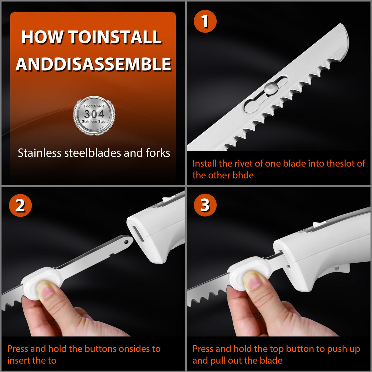 Crudetea electric knife non-slip handle offers comfortable control