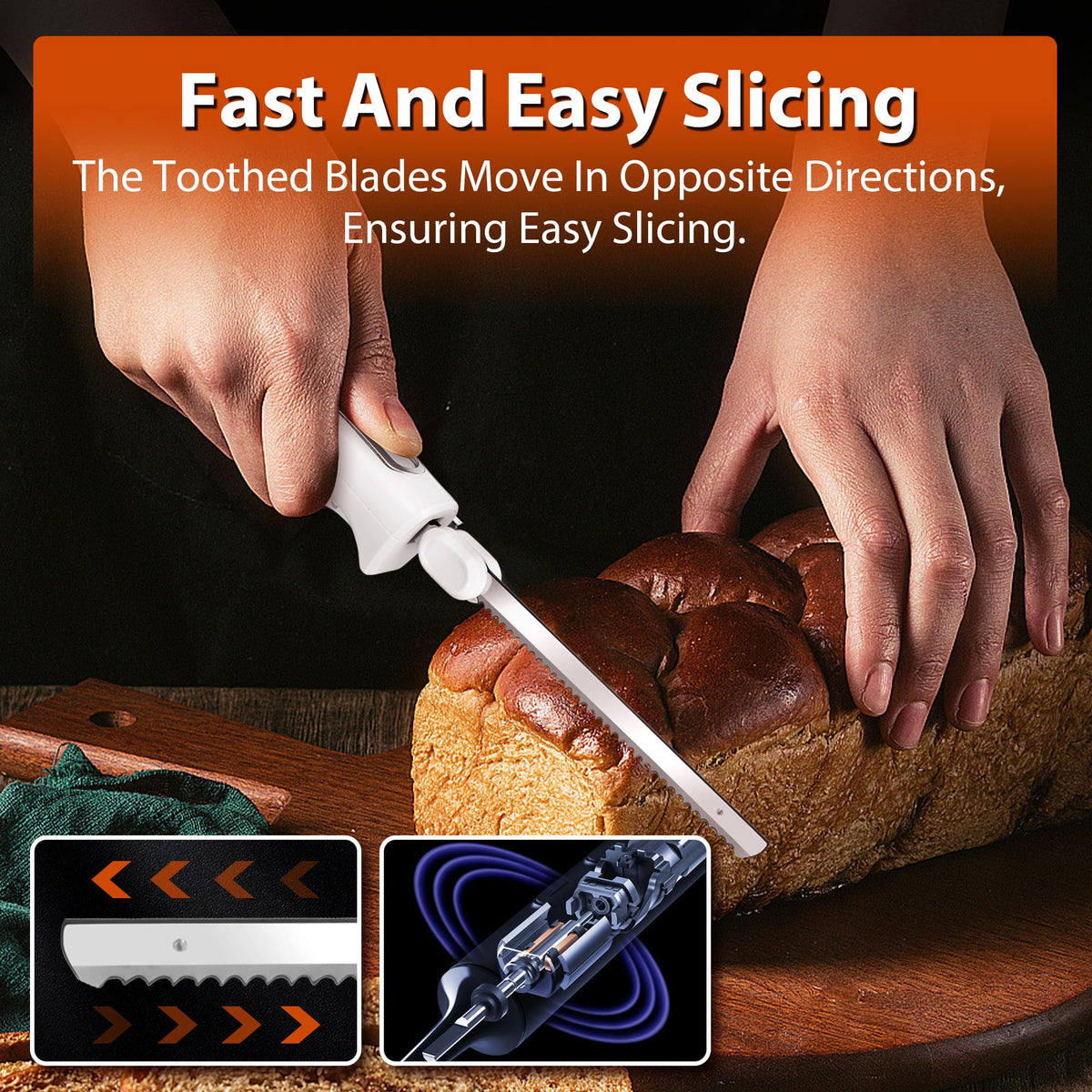 Crudetea electric knife safety lock keeps blades secure during storage