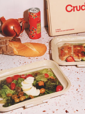 Crudités portable snack container fits in bags for travel.