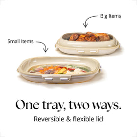 Crudités snug-fitting lids keep foods fresh longer during storage.