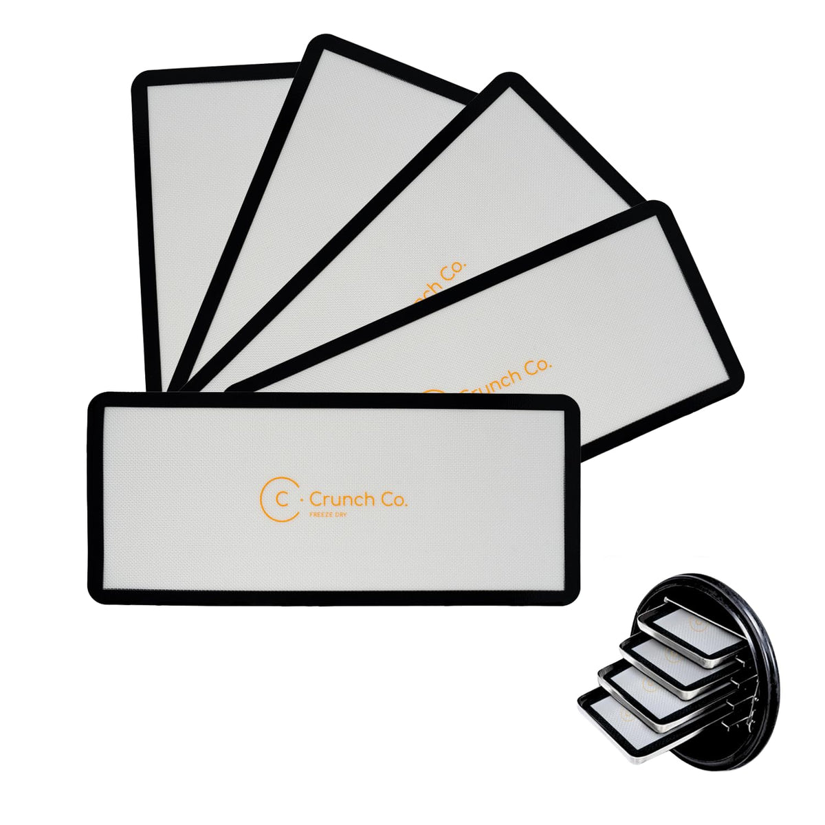 Crunch Co. silicone mats for Harvest Right trays provide a precise fit for effortless freeze-drying.