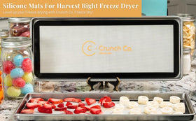 Crunch Co. silicone mat with non-stick surface prevents sticking during processing.