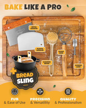 CRUSTLOVE silicone bead sling for safe, mess-free handling of hot bread.