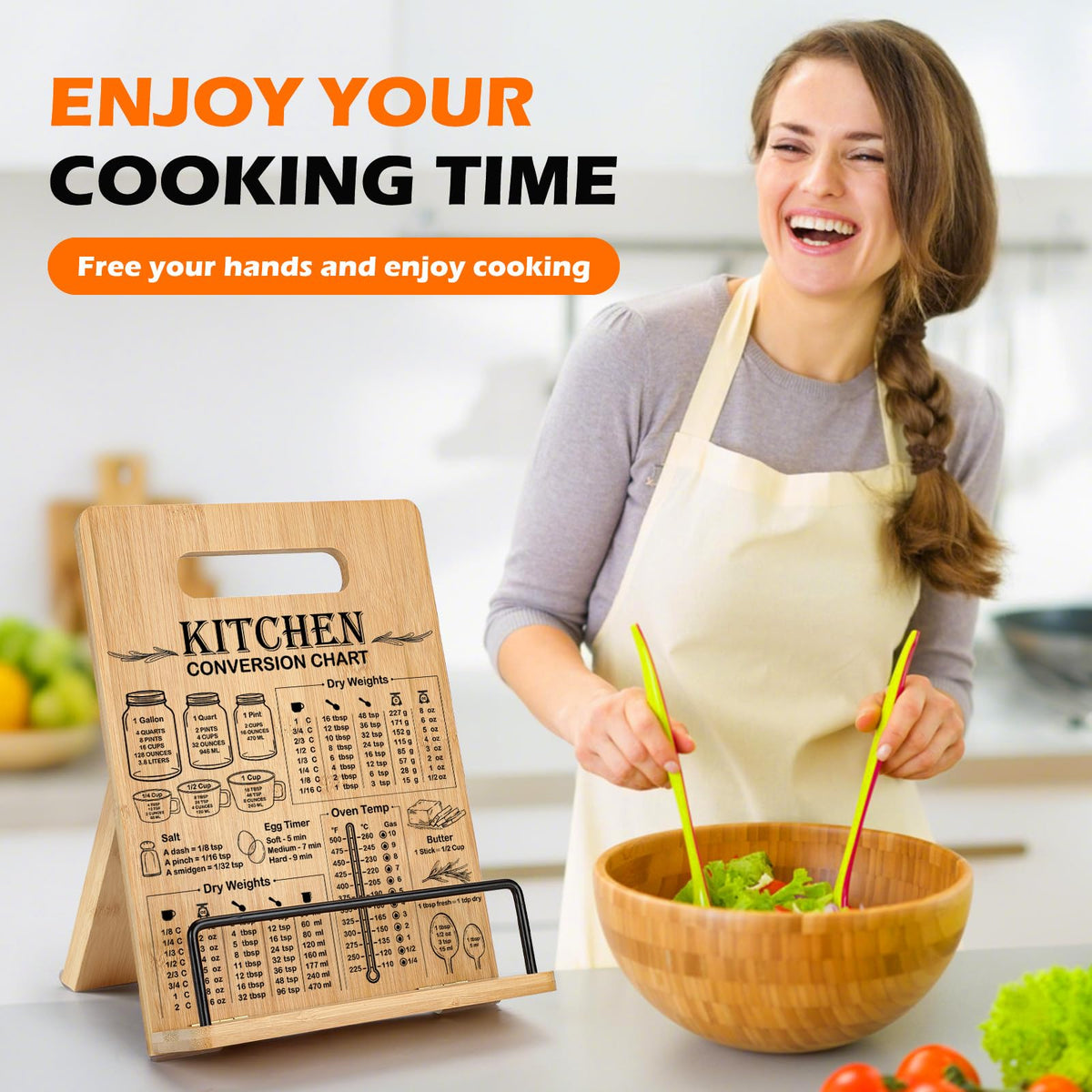 CryCarrot compact cookbook holder with built-in handle for portability