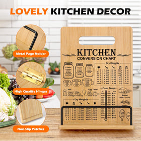CryCarrot recipe book holder with conversion chart for quick measurements