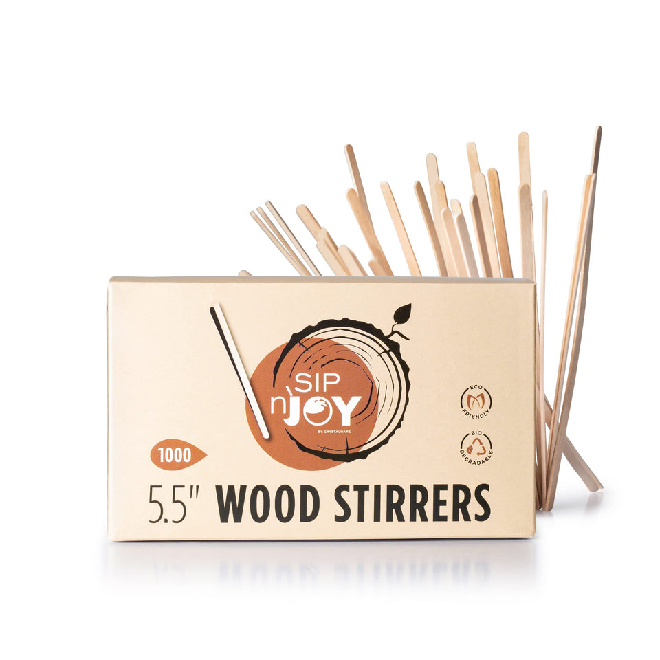 Crystal Ware round-ended birch wood coffee stirrers for smooth hot drink mixing