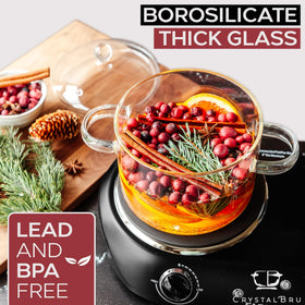 Crystalbru pot with anti-scald handles stays cool to touch during simmering