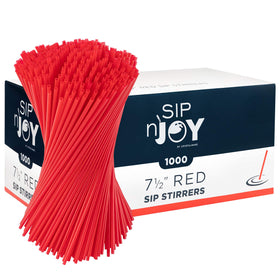 Crystalware 7.5-inch red sip-stirrers for stirring hot coffee