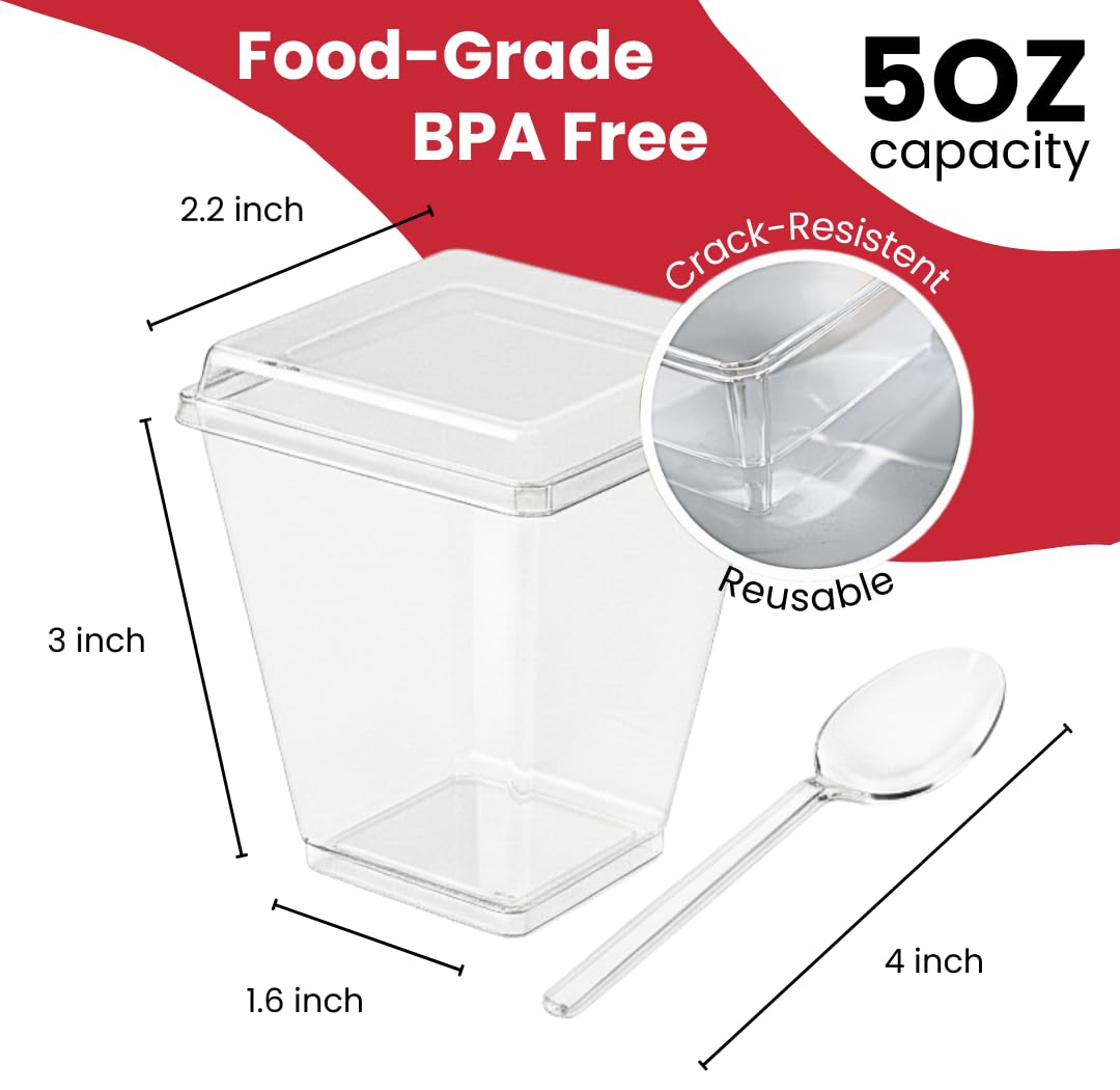 Crystry lids for 5 oz dessert cups, secure sealing for toppings.