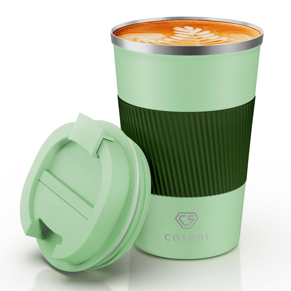 CS COSDDI 12oz tumbler in 3rd light green keeps drinks hot or cold on the go