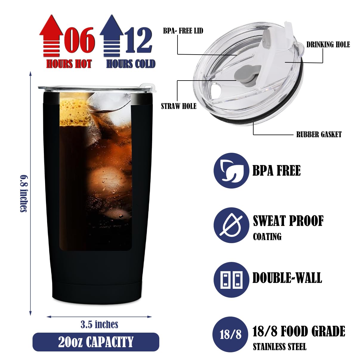 CSHVJ double-wall vacuum insulation keeps drinks hot or cold longer.