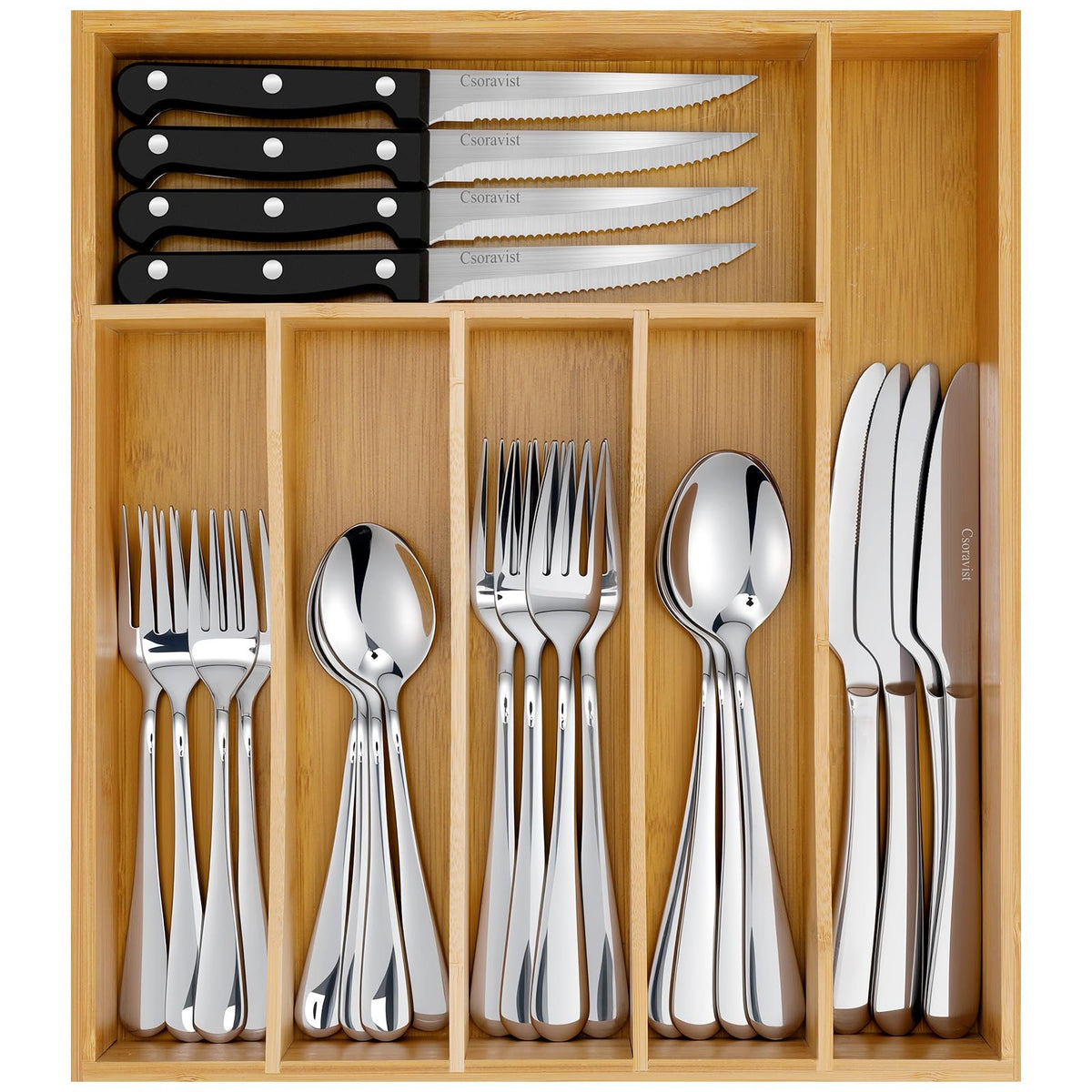 Csoravist 49-piece silverware set with mirror polish for elegant dining.