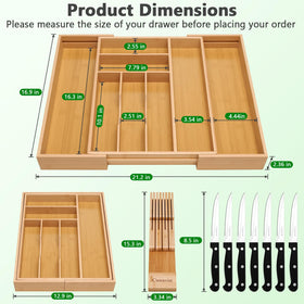 Csoravist expandable drawer organizer expands to fit larger drawers for versatile storage.