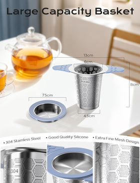 CTIANWXY tea infuser with extra-fine 0.4mm mesh prevents leaf particles.