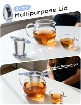 CTIANWXY tea infuser silicone lid doubles as a drip tray.