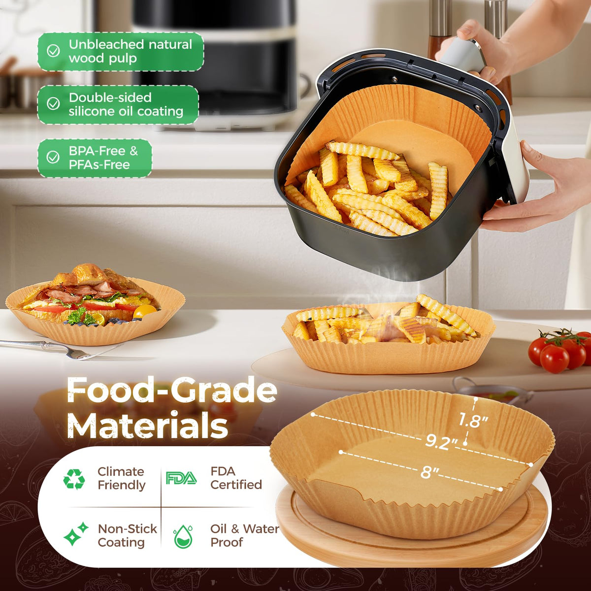 ctizne air fryer liners with raised edges for effortless handling